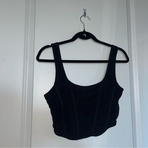 Glassons Black Crop Corset Mesh Tank